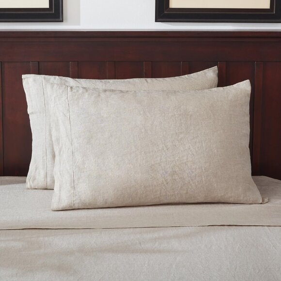 Pure Linen Pillowcases French Natural Linen Flax Bedding 20x30 inches - Picture 1 of 6